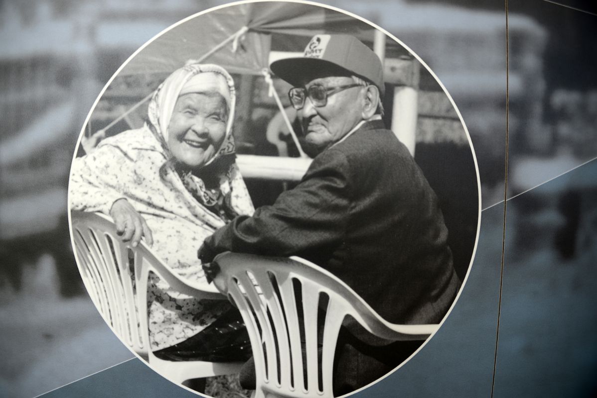 05E Joe And Annie Henry Photo In 1993 - Joe Guided Surveyors Who Located The Route Of The Year Round Road At Tombstone Interpretive Centre In Tombstone Park Yukon